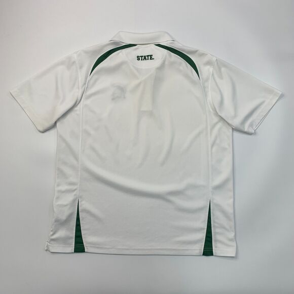 Michigan State Spartans Polo Shirt Mens XL Extra Large White Green Logo - Picture 7 of 9